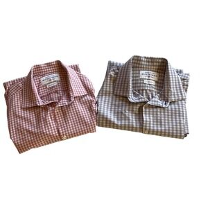 Mizzen+Main Leeward Performance Dress Shirt Bundle XXL Trim Fit Plaid 2pk